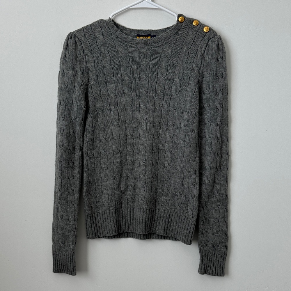 Ralph Lauren Rugby Wool Cashmere Blend Cable Knit Grey Sweater Size: S